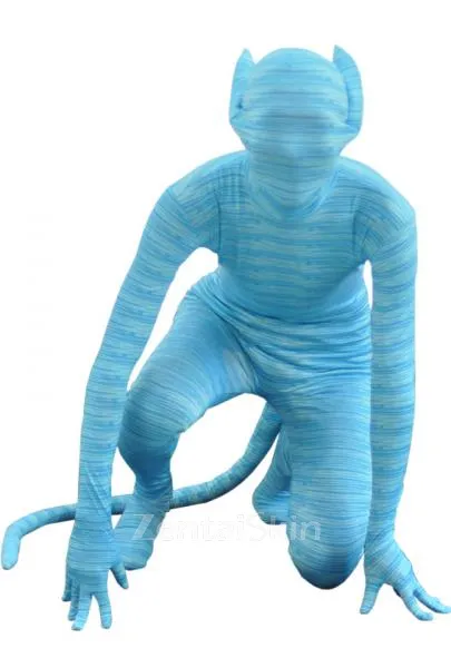 Animal Style Blue Lycra Spandex Skinsuit Morph Second Skin Zentai Suit