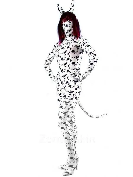 Black Dot Lycra Spandex Skinsuit Morph Zentai Unisex Zentai Catsuit Second Skin Clothing with Tail