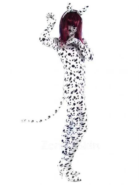 Black Dot Lycra Spandex Skinsuit Morph Zentai Unisex Zentai Catsuit Second Skin Clothing with Tail