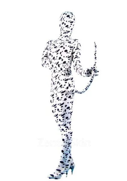 Black Dot Lycra Spandex Skinsuit Morph Zentai Unisex Zentai Catsuit Second Skin Clothing with Tail