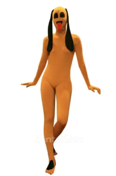 Yellow Dog Pattern Lycra Spandex Skinsuit Morph Second Skin Zentai Suit