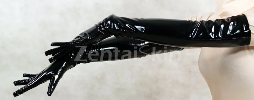Second Skin Zentai Accessories Black PVC Gloves