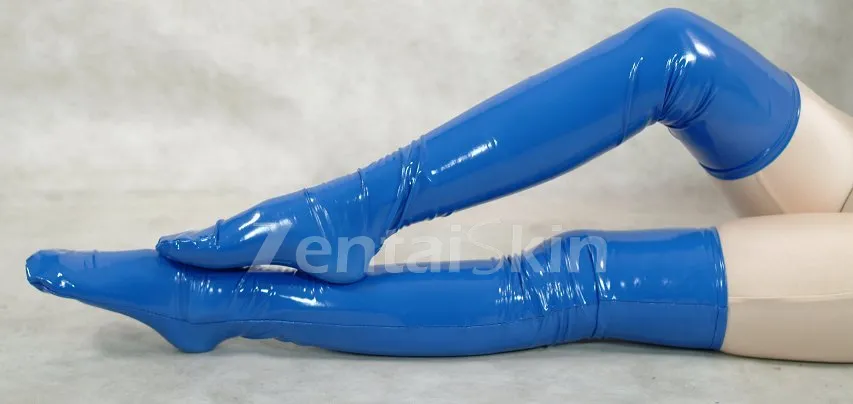 Second Skin Zentai Accessories Blue PVC Stockings