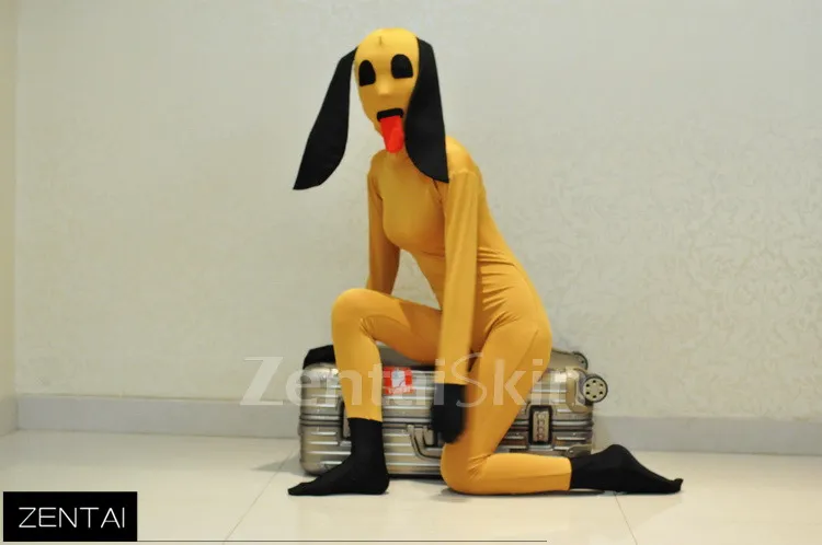 Lycra Tights Yellow Dog Models Full Body Unitard Second Skin Costume with Zentai Suit Unitard Second Skin Costume Suits