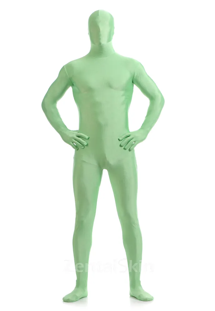 Light Green Color Full Body Morph Costume Spandex Holiday Unisex Lycra Unitard Second Skin Zentai Suit