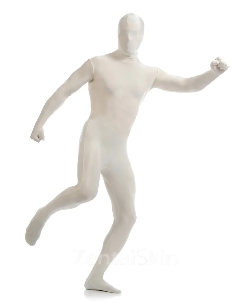 White Full Body Morph Costume Spandex Holiday Unisex Lycra Unitard Second Skin Zentai Suit