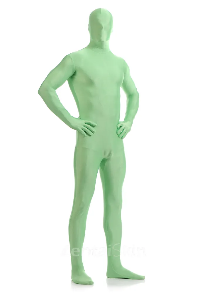 Light Green Color Full Body Morph Costume Spandex Holiday Unisex Lycra Unitard Second Skin Zentai Suit