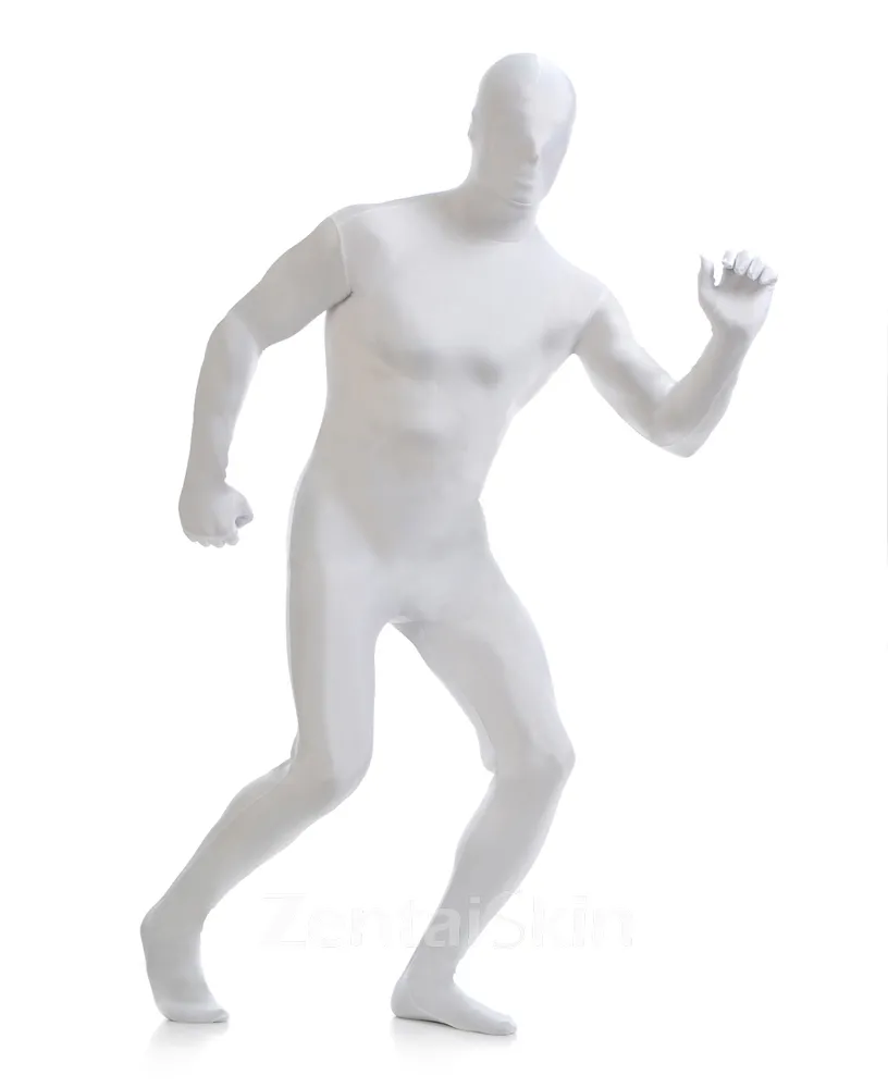 White Full Body Unitard Second Skin Costume Spandex Halloween Holiday Lycra Cosplay Suit