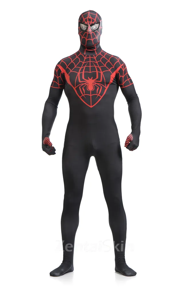 Red and Black Spiderman Super Hero Full Body Tights Lycra Spandex Skinsuit Spiderman Zentai Catsuit Second Skin Clothing