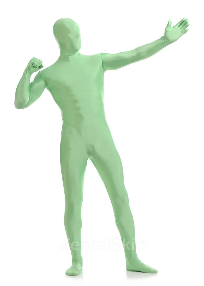 Light Green Color Full Body Morph Costume Spandex Holiday Unisex Lycra Unitard Second Skin Zentai Suit