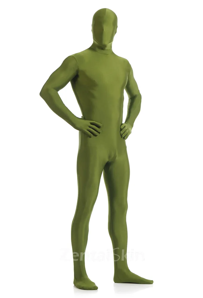 Deep Green Olive Green Full Body Morph Costume Spandex Holiday Unisex Lycra Unitard Second Skin Zentai Suit