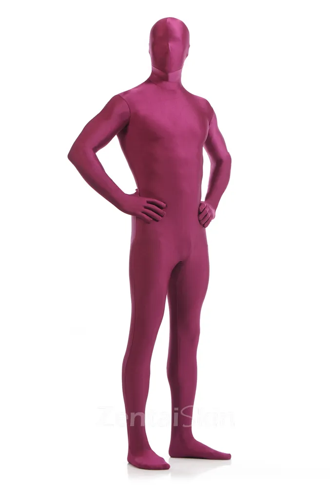 Burgundy Red Wine Color Full Body Morph Costume Spandex Holiday Unisex Unitard Second Skin Zentai Suit