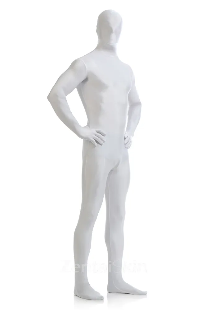 White Full Body Unitard Second Skin Costume Spandex Halloween Holiday Lycra Cosplay Suit