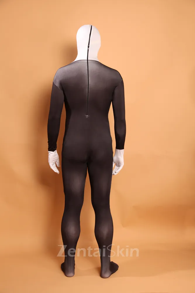 Men\'s Black and White Halloween Full Body Morph Costume Spandex Skinsuit Holiday Unisex Lycra Second Skin Zentai Suit