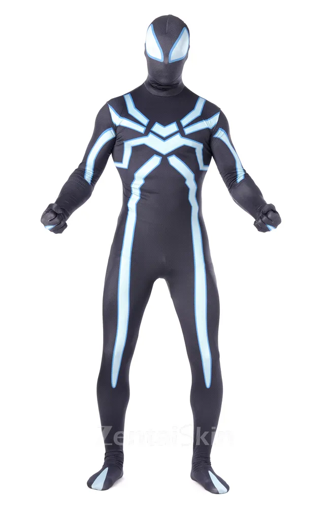 Lycra Black Fluorescence Spiderman Super Hero Full Body Second-skin Spandex Skinsuit Unisex Spiderman Zentai Catsuits
