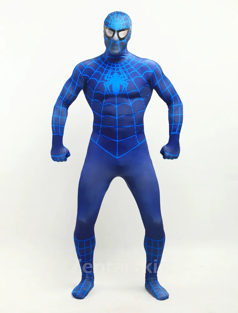 Super Hero Halloween Full Body Tights Deep Blue Spiderman Costume Spandex Skinsuit Holiday Unisex Lycra Zentai Catsuit Second Skin Clothing