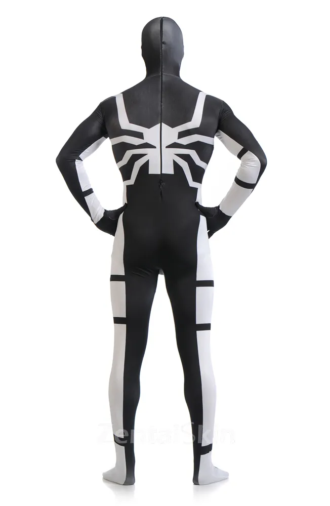 Halloween Full Body Second-skin Tights Black and White Spiderman Super Hero Spandex Skinsuit Holiday Unisex Lycra Zentai Catsuits