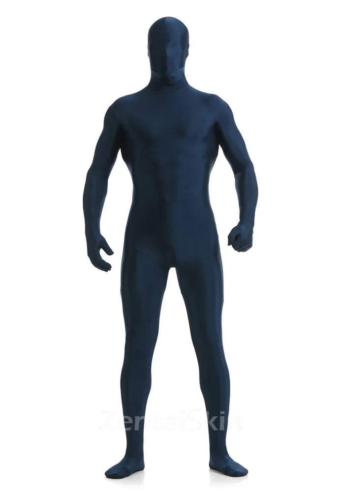 Unisex Deep Navy Blue Full Body Morph Costume Lycra Zentai Unitard Second Skin Suit