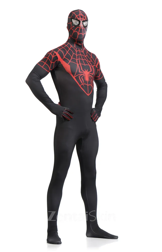 Red and Black Spiderman Super Hero Full Body Tights Lycra Spandex Skinsuit Spiderman Zentai Catsuit Second Skin Clothing