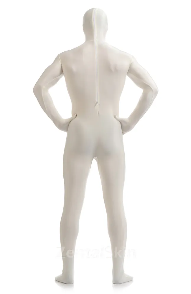 White Full Body Morph Costume Spandex Holiday Unisex Lycra Unitard Second Skin Zentai Suit
