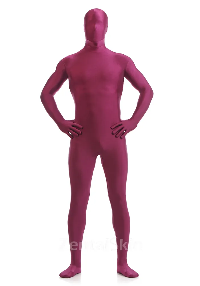 Burgundy Red Wine Color Full Body Morph Costume Spandex Holiday Unisex Unitard Second Skin Zentai Suit