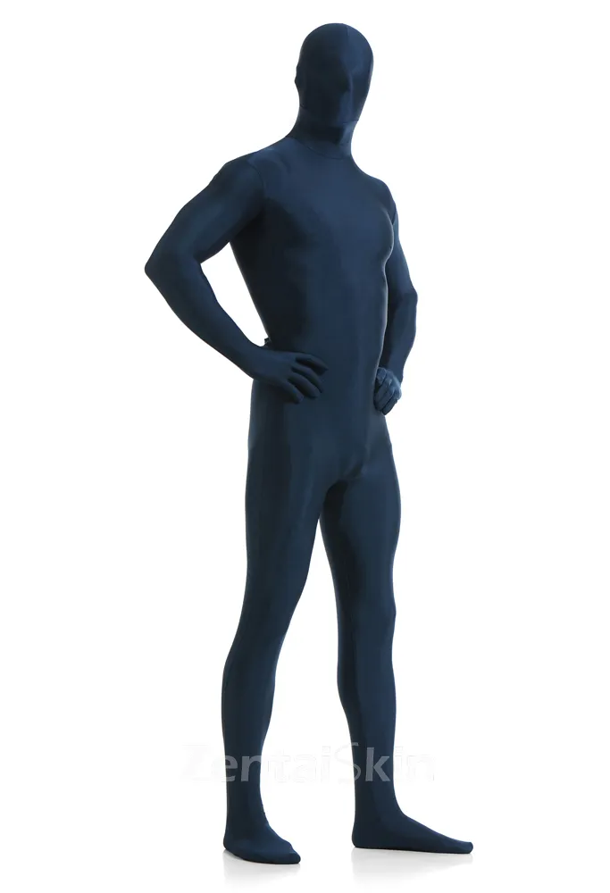 Unisex Deep Navy Blue Full Body Morph Costume Lycra Zentai Unitard Second Skin Suit