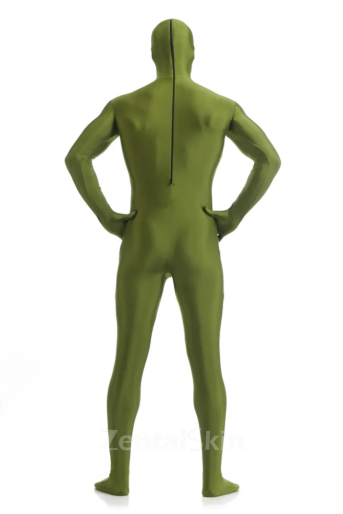 Deep Green Olive Green Full Body Morph Costume Spandex Holiday Unisex Lycra Unitard Second Skin Zentai Suit