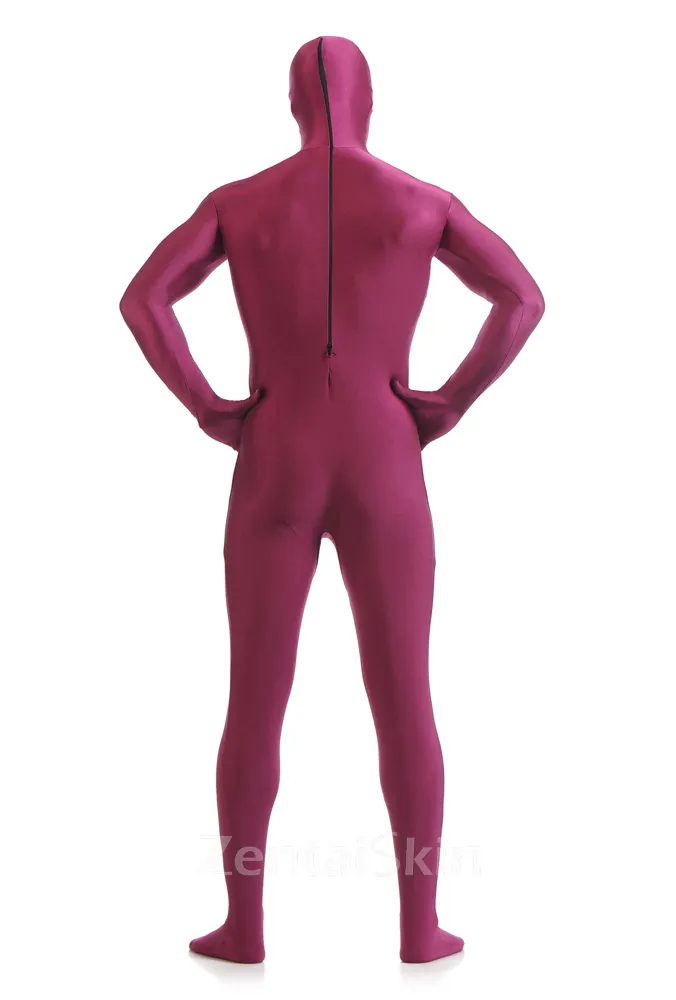 Burgundy Red Wine Color Full Body Morph Costume Spandex Holiday Unisex Unitard Second Skin Zentai Suit