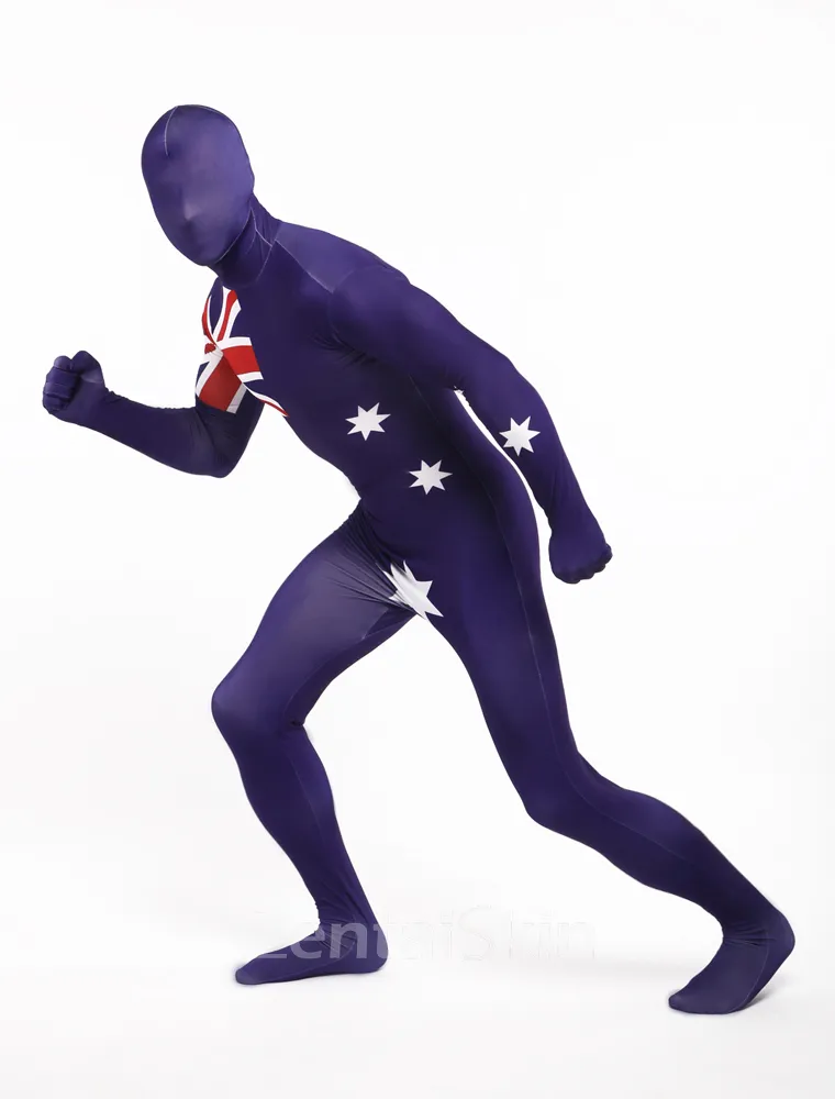 Australia National Flag Full Body Second Skin Costume Halloween Spandex Skinsuit Holiday Unisex Cosplay Zentai Suit