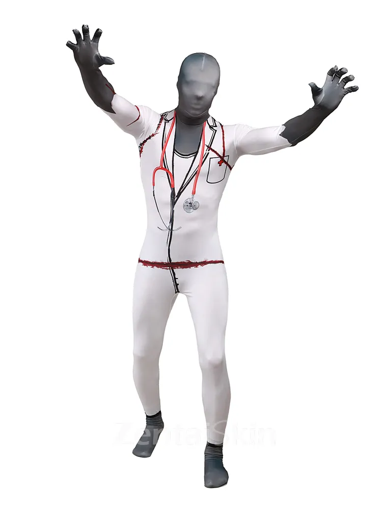 Horrible Doctor Full Body Second Skin Costume Halloween Spandex Skinsuit Holiday Unisex Cosplay Zentai Suit