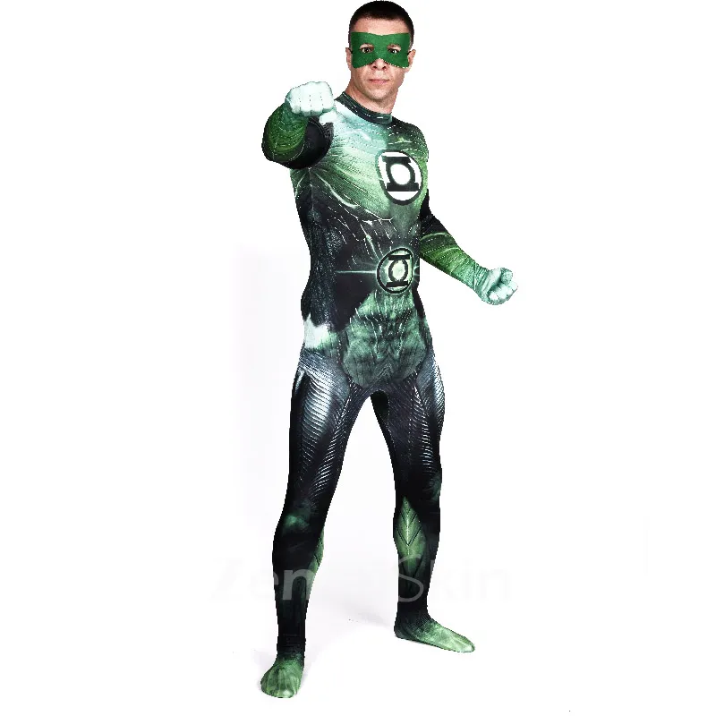 Green Lattern Full Body Second Skin Costume Halloween Spandex Skinsuit Holiday Unisex Cosplay Zentai Suit