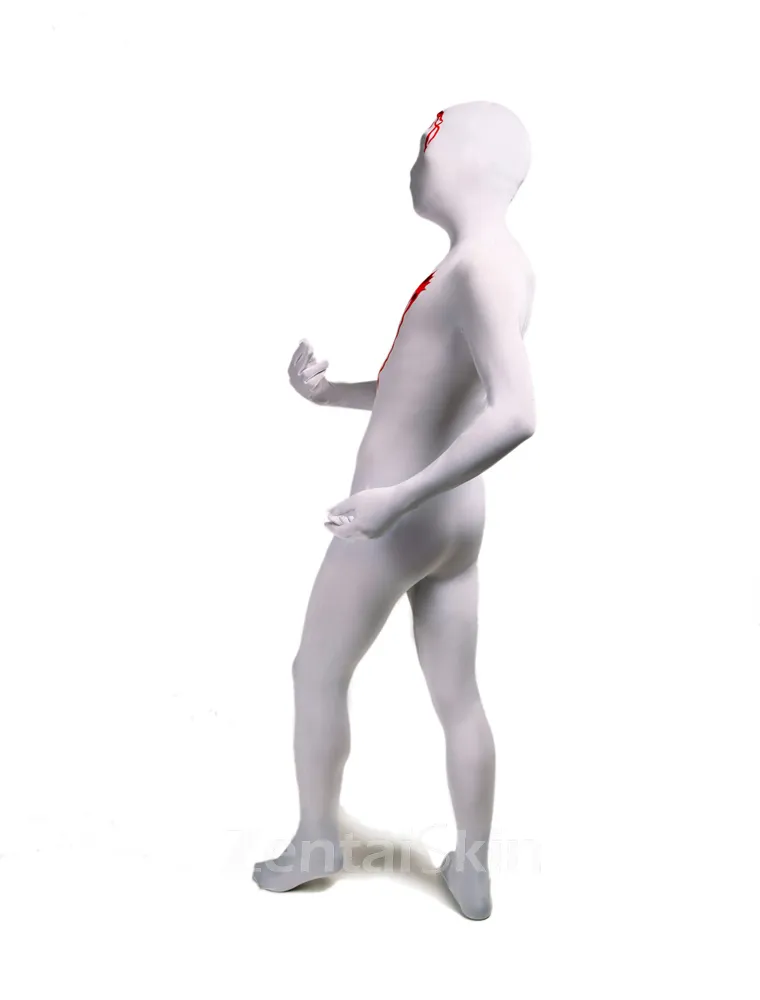 White Gun Shot Blood Full Body Second Skin Costume Halloween Spandex Skinsuit Holiday Unisex Cosplay Zentai Suit