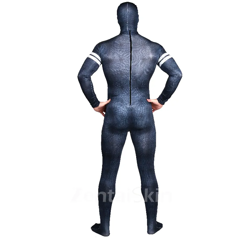 Deep Blue Captain America Full Body Second Skin Costume Halloween Spandex Skinsuit Holiday Unisex Cosplay Zentai Suit