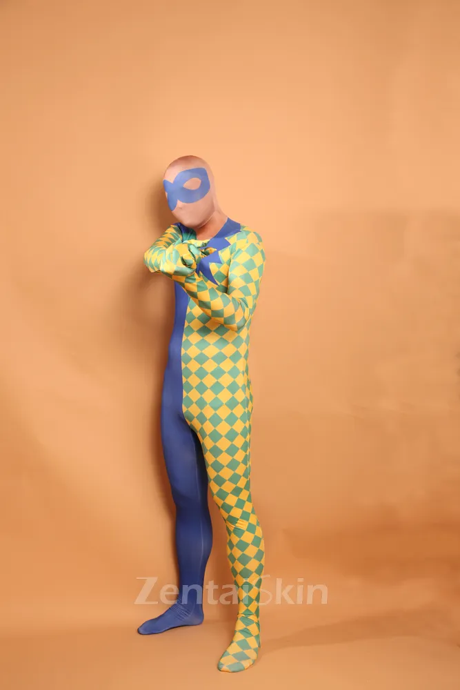 Split Color Full Body Second Skin Costume Halloween Spandex Skinsuit Holiday Unisex Cosplay Zentai Suit