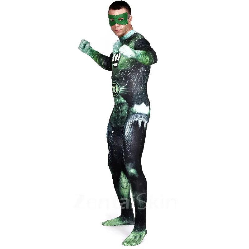 Green Lattern Full Body Second Skin Costume Halloween Spandex Skinsuit Holiday Unisex Cosplay Zentai Suit