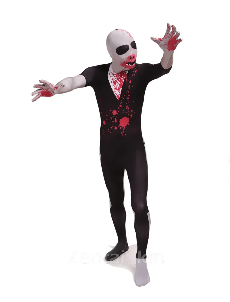 Black Blooding Full Body Second Skin Costume Halloween Spandex Skinsuit Holiday Unisex Cosplay Zentai Suit