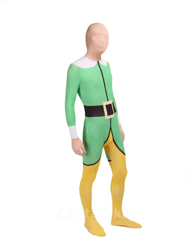 Green and Yellow Second Skin Suits Full Body Morph Costume Halloween Spandex Skinsuit Holiday Unisex Cosplay Zentai Suit
