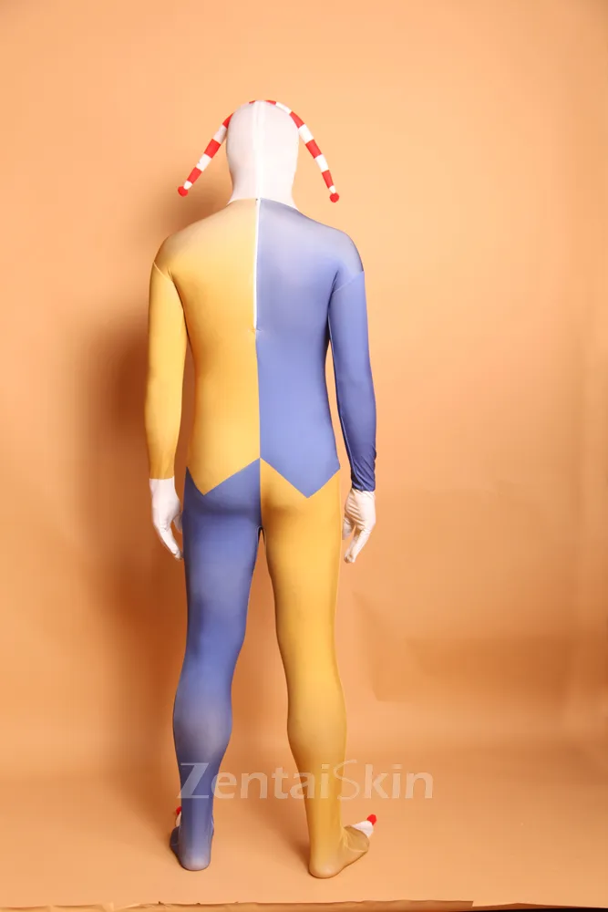 Mixed Color Clown Full Body Second Skin Costume Halloween Christmas Spandex Skinsuit Holiday Unisex Cosplay Zentai Suit