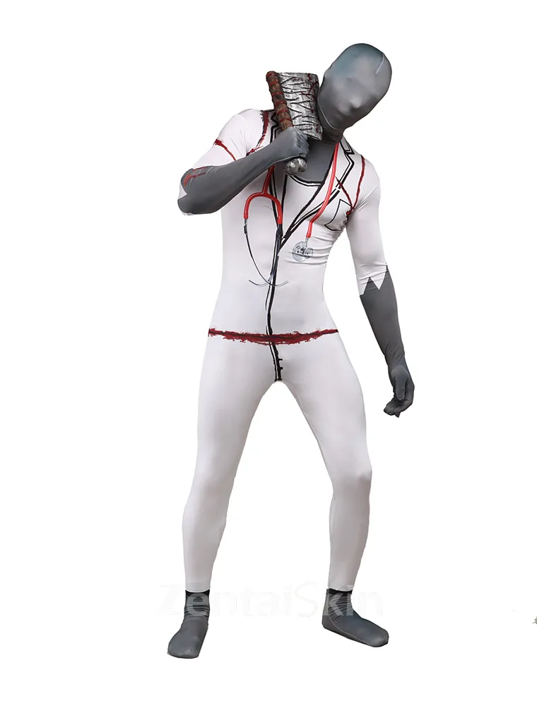 Horrible Doctor Full Body Second Skin Costume Halloween Spandex Skinsuit Holiday Unisex Cosplay Zentai Suit