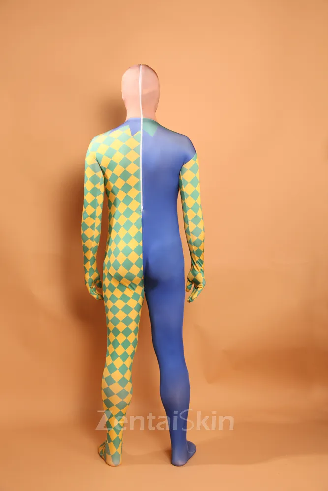 Split Color Full Body Second Skin Costume Halloween Spandex Skinsuit Holiday Unisex Cosplay Zentai Suit