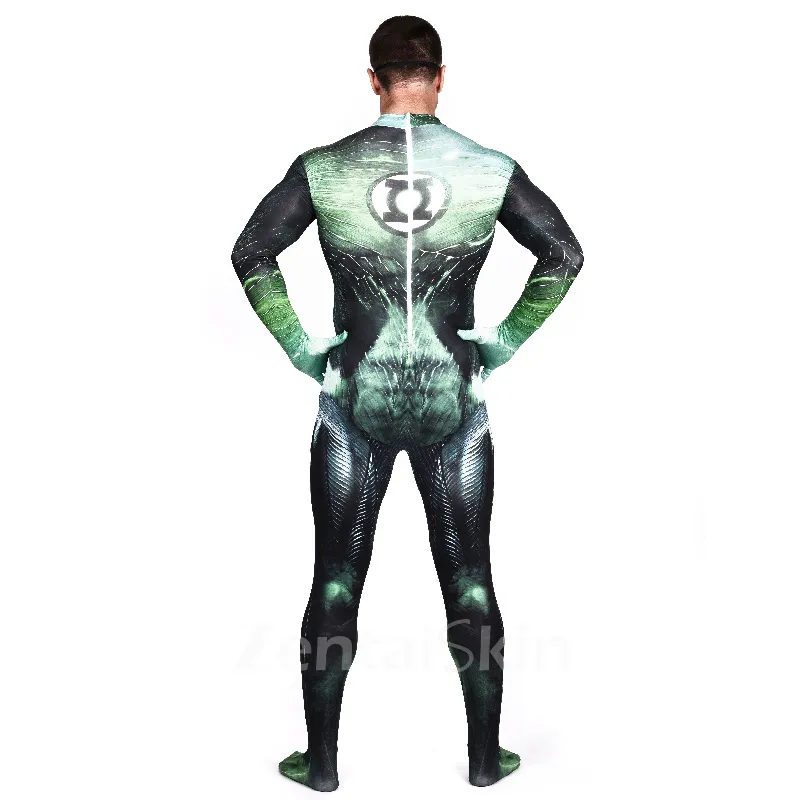 Green Lattern Full Body Second Skin Costume Halloween Spandex Skinsuit Holiday Unisex Cosplay Zentai Suit