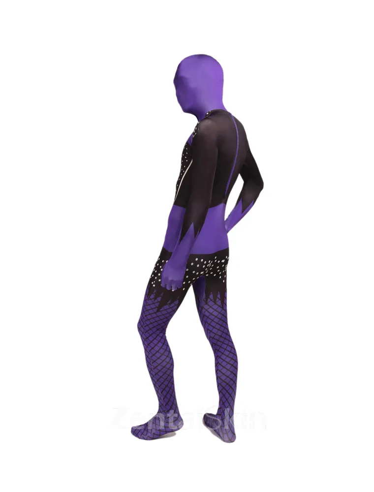 Black and Purple Full Body Second Skin Costume Halloween Spandex Skinsuit Holiday Unisex Cosplay Zentai Suit