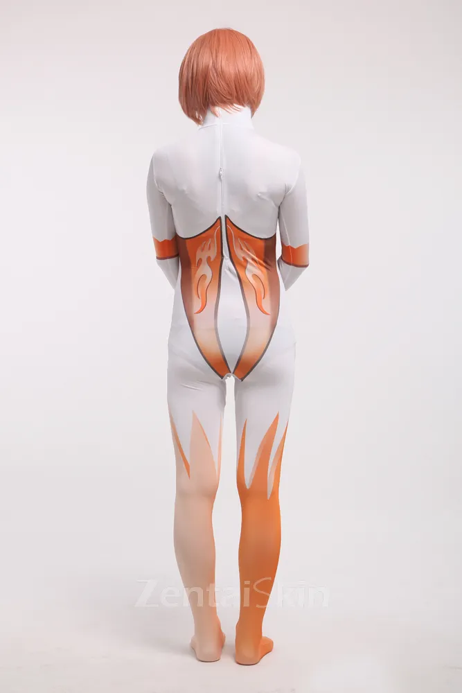 Orange and White Halloween Full Body Second Skin Costume Spandex Skinsuit Holiday Unisex Cosplay Zentai Suit