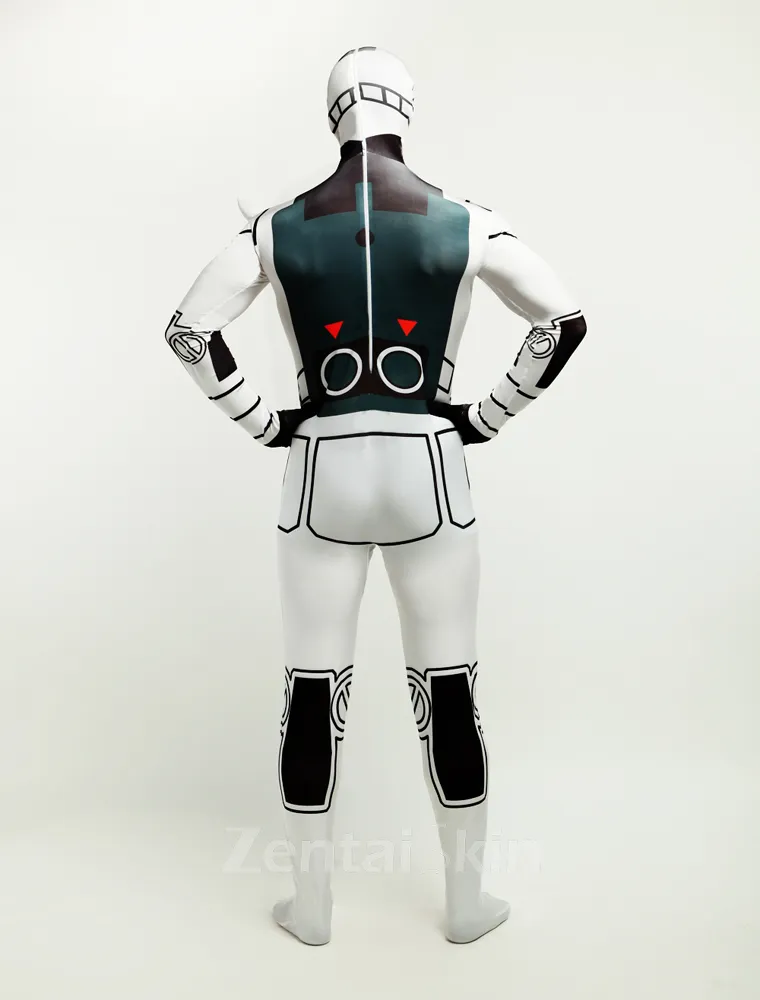 Black and White Robot Halloween Full Body Morph Costume Spandex Skinsuit Holiday Unisex Lycra Second Skin Zentai Suit