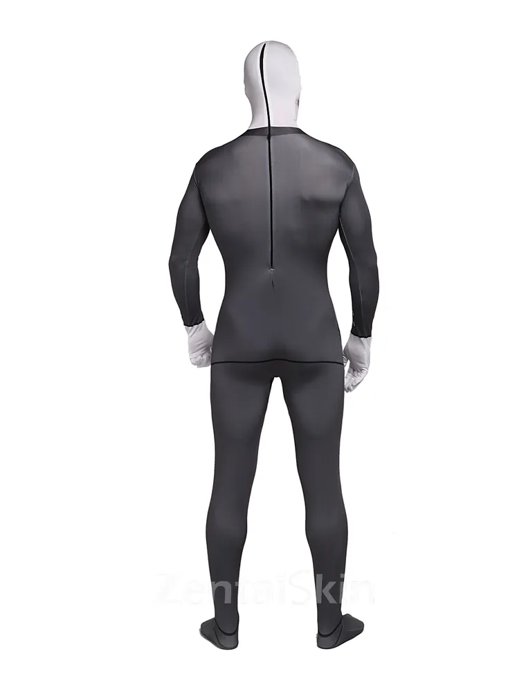 Gray Suit Skeleton Skull Halloween Lycra Full Body Morph Costume Zentai Skinsuit Second Skin Clothing