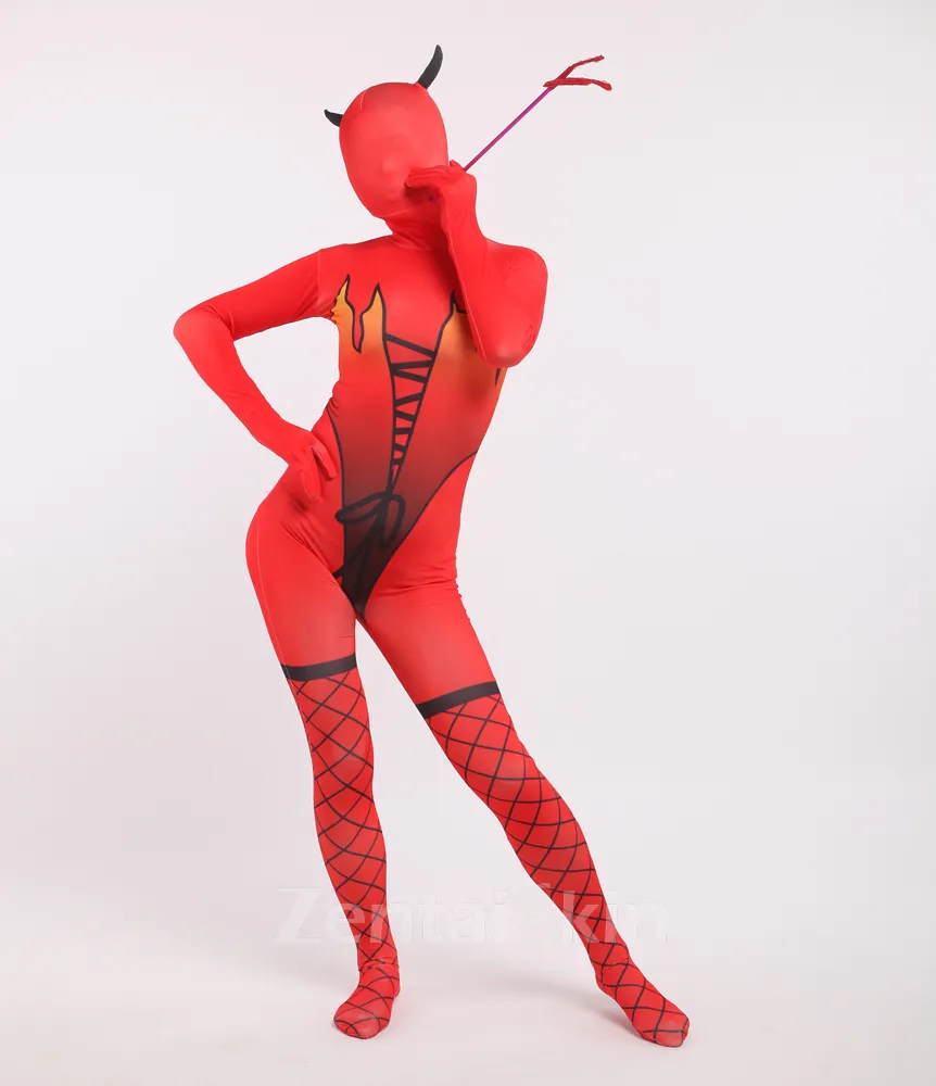 Christmas Red Elf Full Body Second Skin Costume Spandex Skinsuit Holiday Unisex Cosplay Zentai Suit