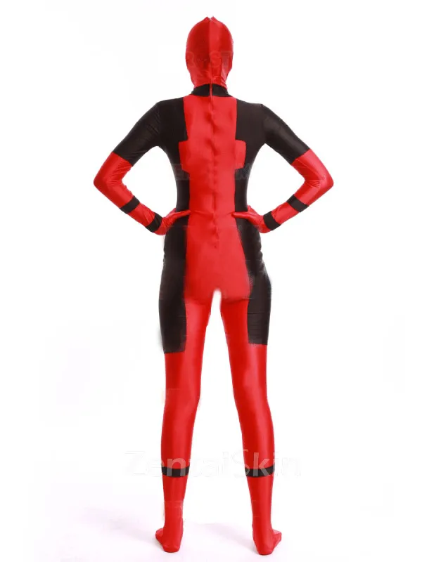Second Skin 2016 Deadpool Costume Black and Red Zentai Spandex Skinsuit Deadpool Bodysuit