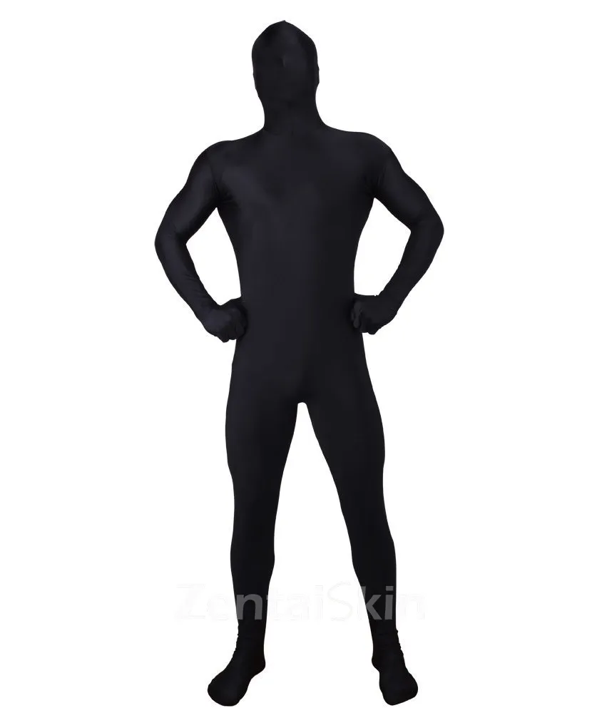 Black Lycra Zentai Full Body Second-skin Tights Elastane Cosplay Zentai Suit