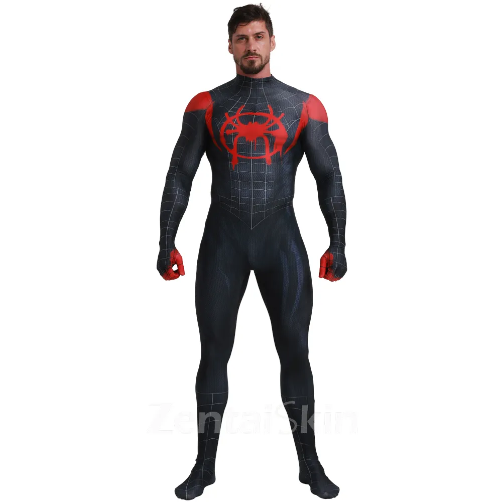 Spiderman Parallel Universe Little Black Spider Print Full Body Tights Zentai Catsuit Zentai Skinsuit Second Skin Clothing
