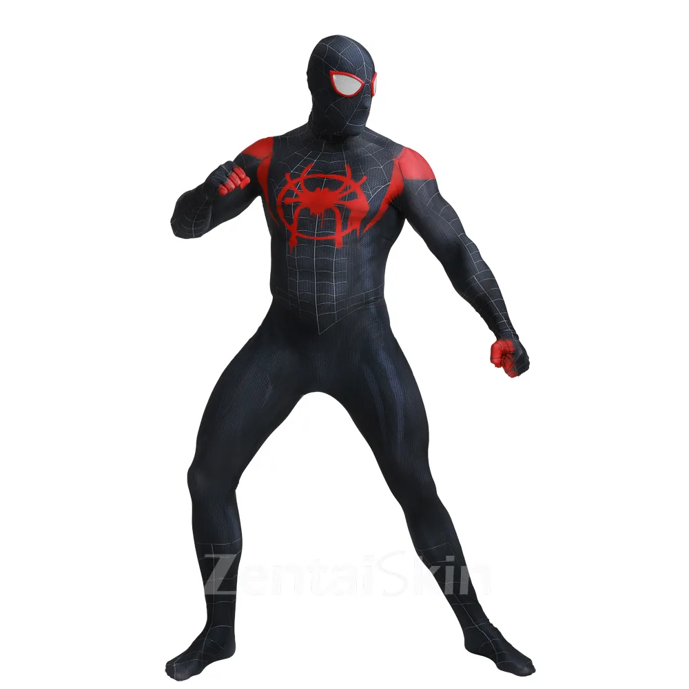Spiderman Parallel Universe Little Black Spider Print Full Body Tights Zentai Catsuit Zentai Skinsuit Second Skin Clothing